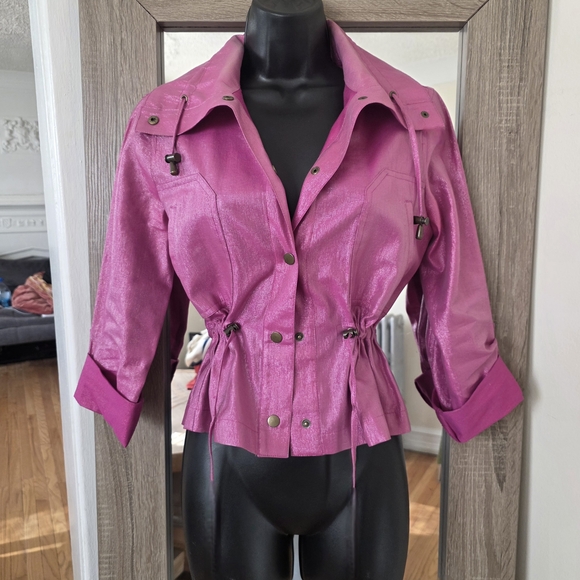 ☆Ruby Rd. Shimmering Pink Utility Jacket☆ - Picture 4 of 8